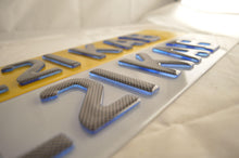 Load image into Gallery viewer, carbon blue gel Number Plate - Crystal Plates