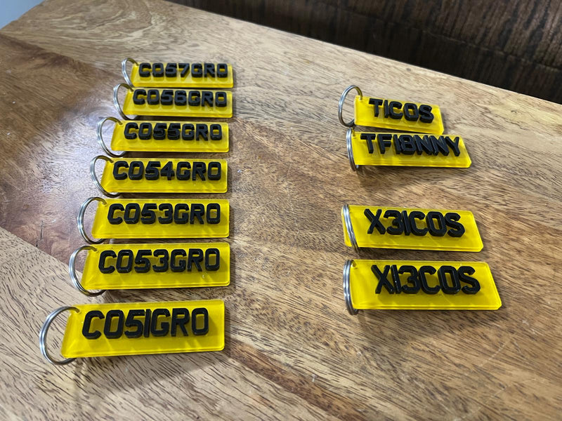 Don't forget we so do personalised number plate keyrings