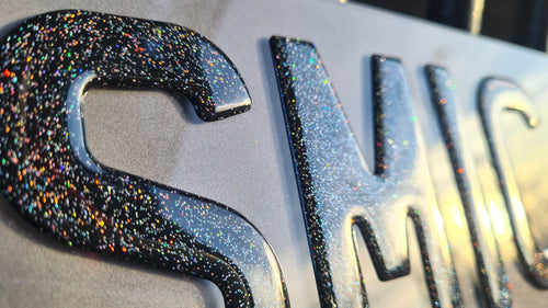 3D Glitter Gel Number Plate - Crystal Plates