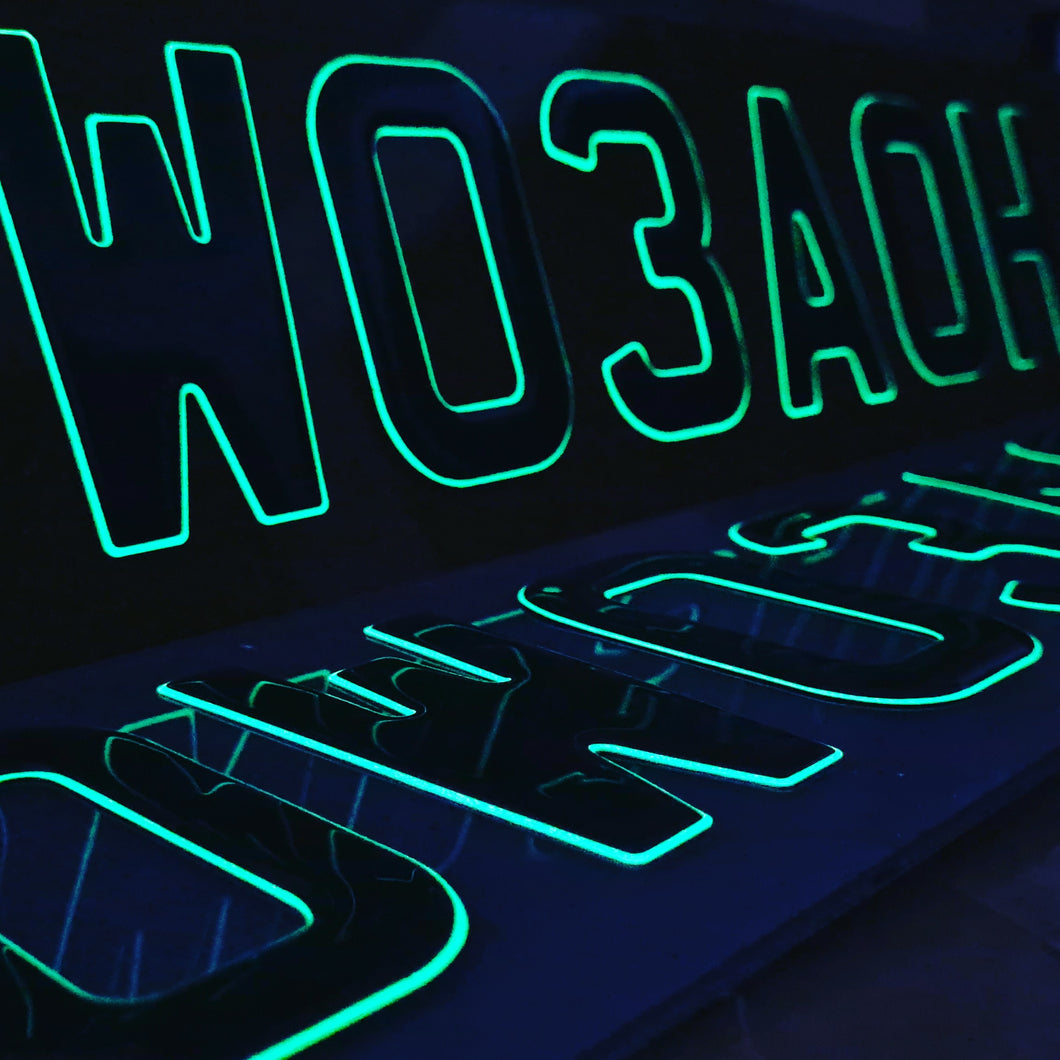 Glow in the Dark 3D Black Gel Number Plate