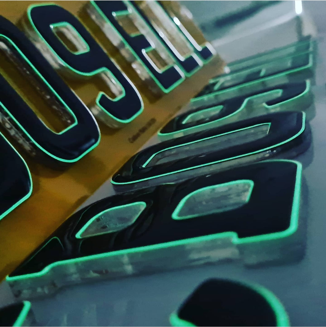 Glow in the dark 4D Gel Number Plate